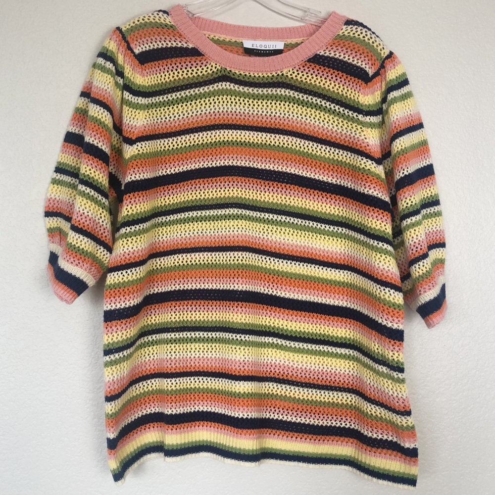 Eloquii Colorful Short Sleeve Knit Blouse 18/20